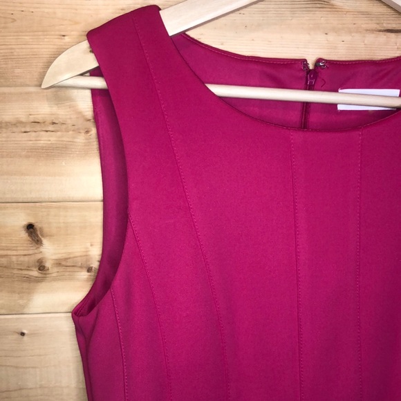 Calvin Klein || NWT || Pink Hibiscus Fit & Flare Soft Pleated Mini Dress - Picture 3 of 10